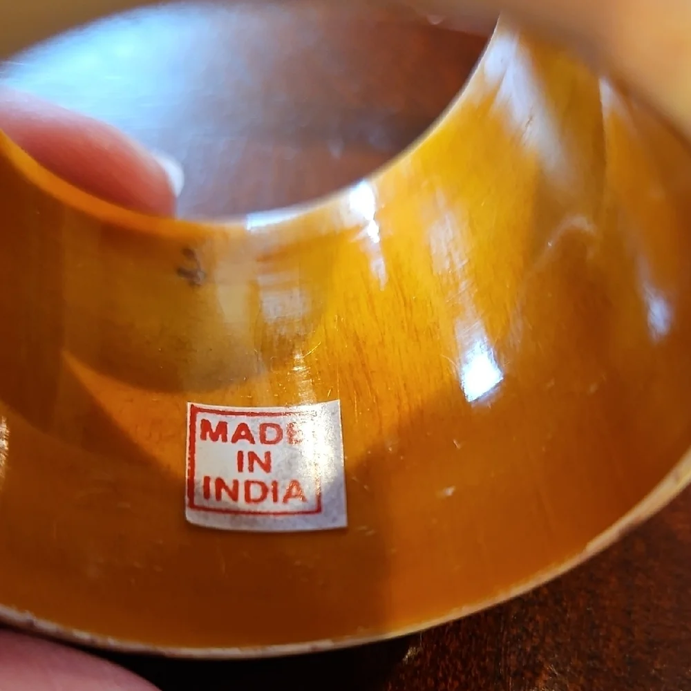 Vintage Plaid Wooden Napkin Rings - Set of 4, Made in India (Set #1)